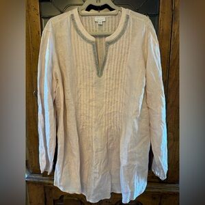 J. Jill Linen Beige Long Sleeve Shirt Size 2X